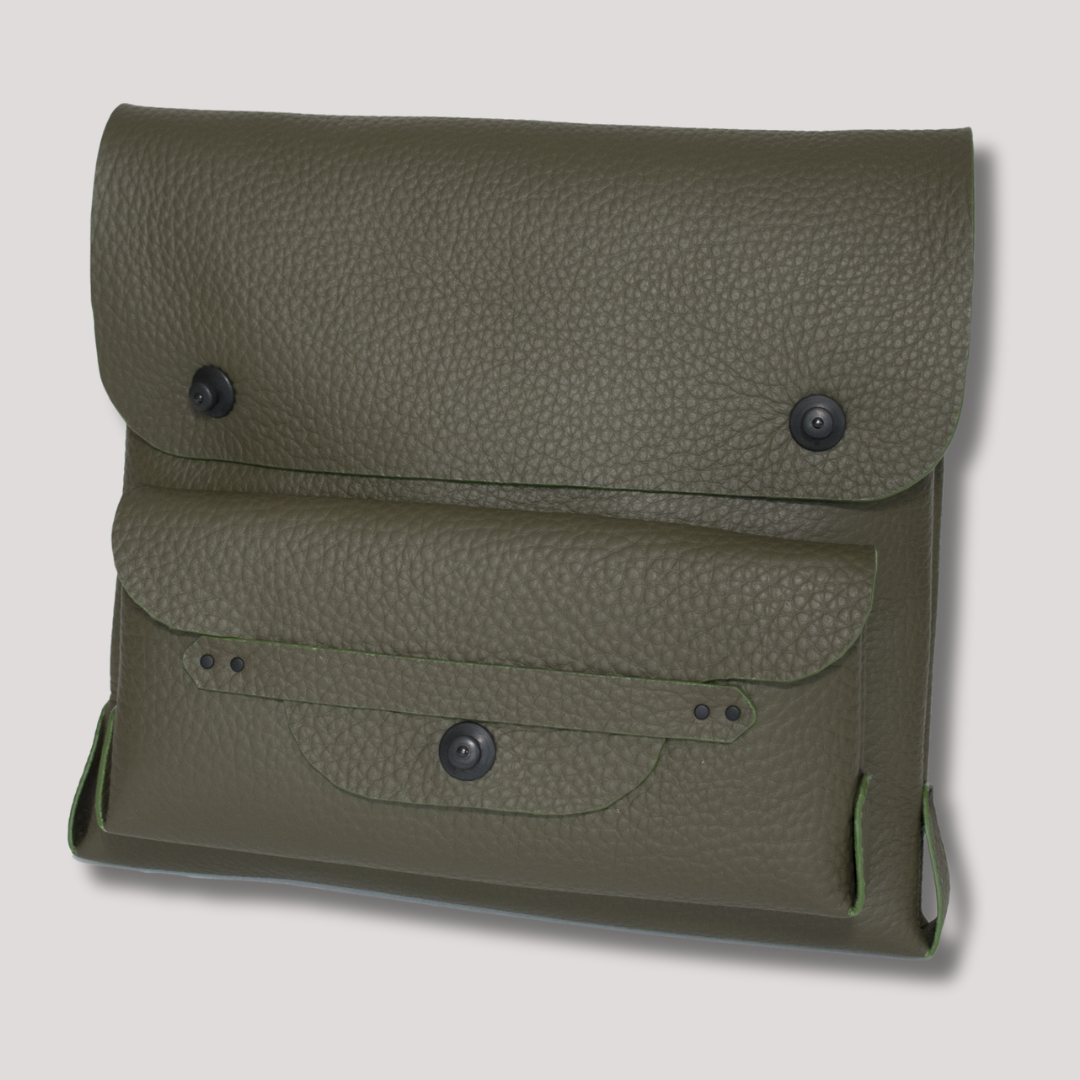 Satchel and Courtney Clutch Soft Italian Leather Olive