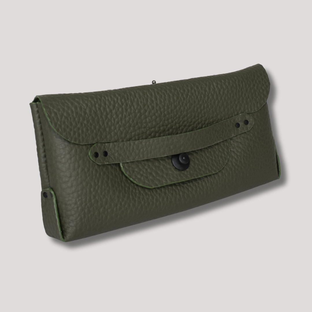 Satchel and Courtney Clutch Soft Italian Leather Olive